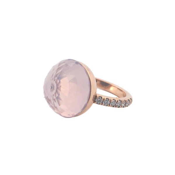 Bague Asteria Or Rose 18K Quartz Lavande Pavée de 14 diamant Diamant de 2.0 mm pour env. 0.42ct – Image 2