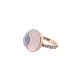 Bague Asteria Or Rose 18K Quartz Lavande Pavée de 14 diamant Diamant de 2.0 mm pour env. 0.42ct