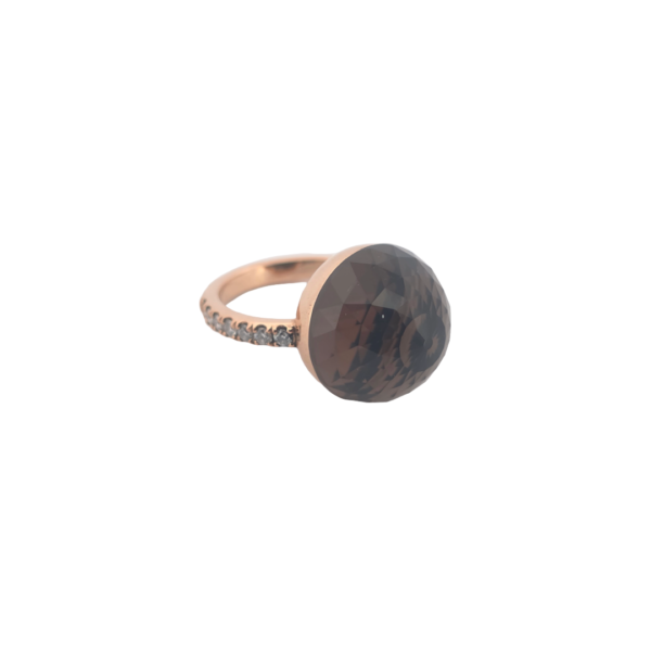 Bague Asteria Or Rose 18K Quartz Fumée  Pavée de 14 diamant Diamant de 2.0 mm pour env. 0.42ct (Copie) – Image 2