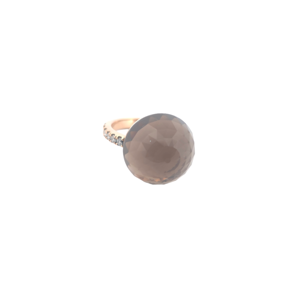Bague Asteria Or Rose 18K Quartz Fumée  Pavée de 14 diamant Diamant de 2.0 mm pour env. 0.42ct (Copie) – Image 3