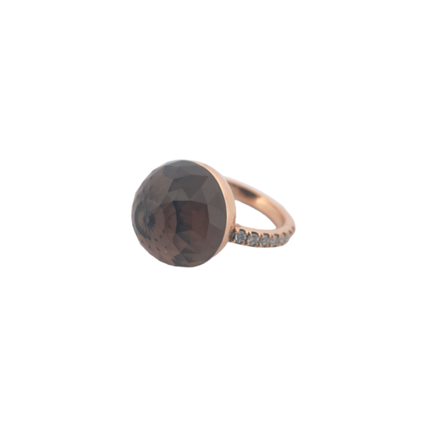 Bague Asteria Or Rose 18K Quartz Fumée  Pavée de 14 diamant Diamant de 2.0 mm pour env. 0.42ct (Copie) – Image 4