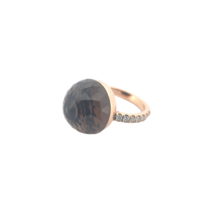 Bague Asteria Or Rose 18K Quartz Fumée  Pavée de 14 diamant Diamant de 2.0 mm pour env. 0.42ct (Copie)