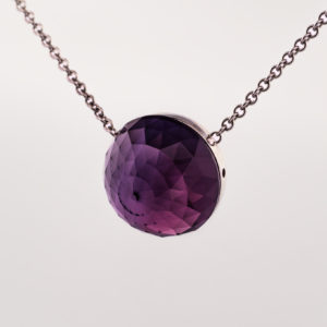 Pendentif Asteria  – Or Blanc & Améthyste