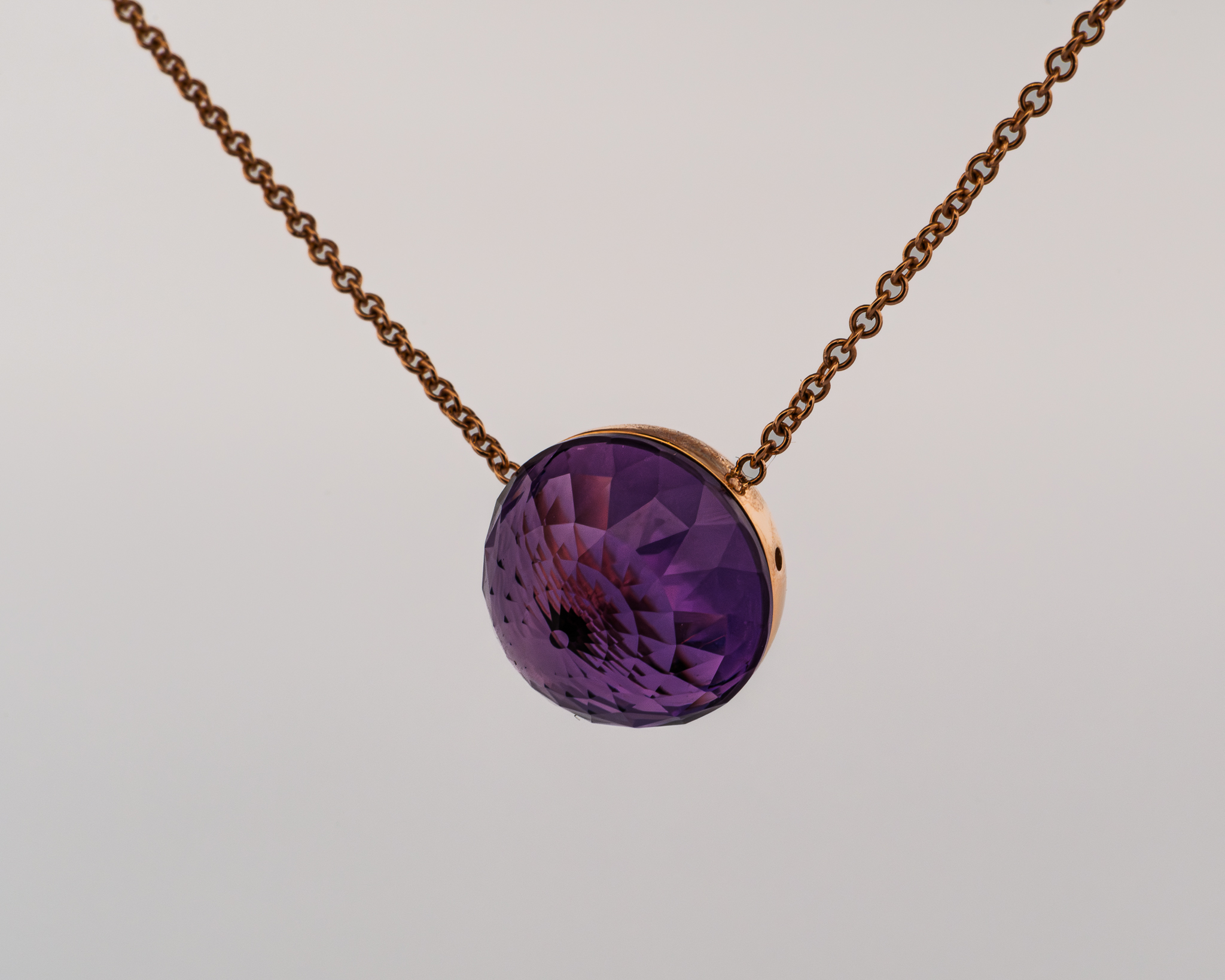 Pendentif Asteria – Or Rose & Améthyste