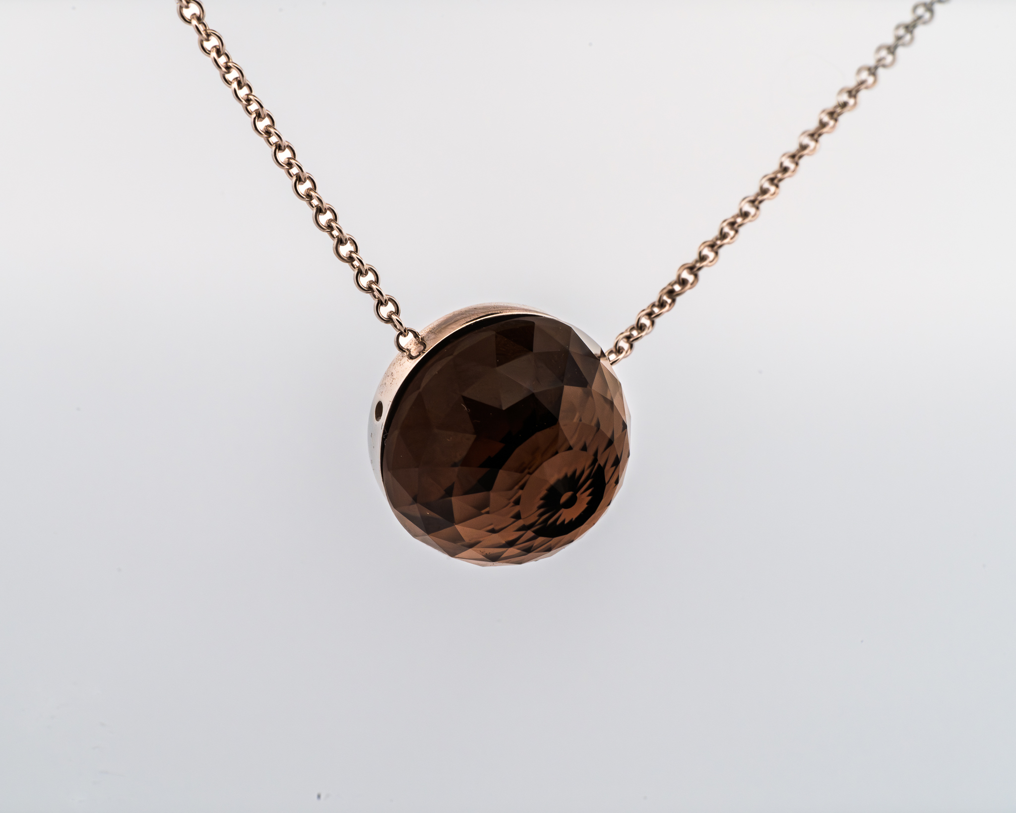 Pendentif Asteria – Or Blanc & Quartz Fumé – Image 2