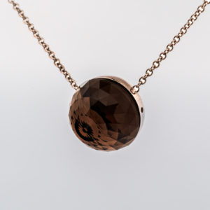 Pendentif Asteria – Or Blanc & Quartz Fumé