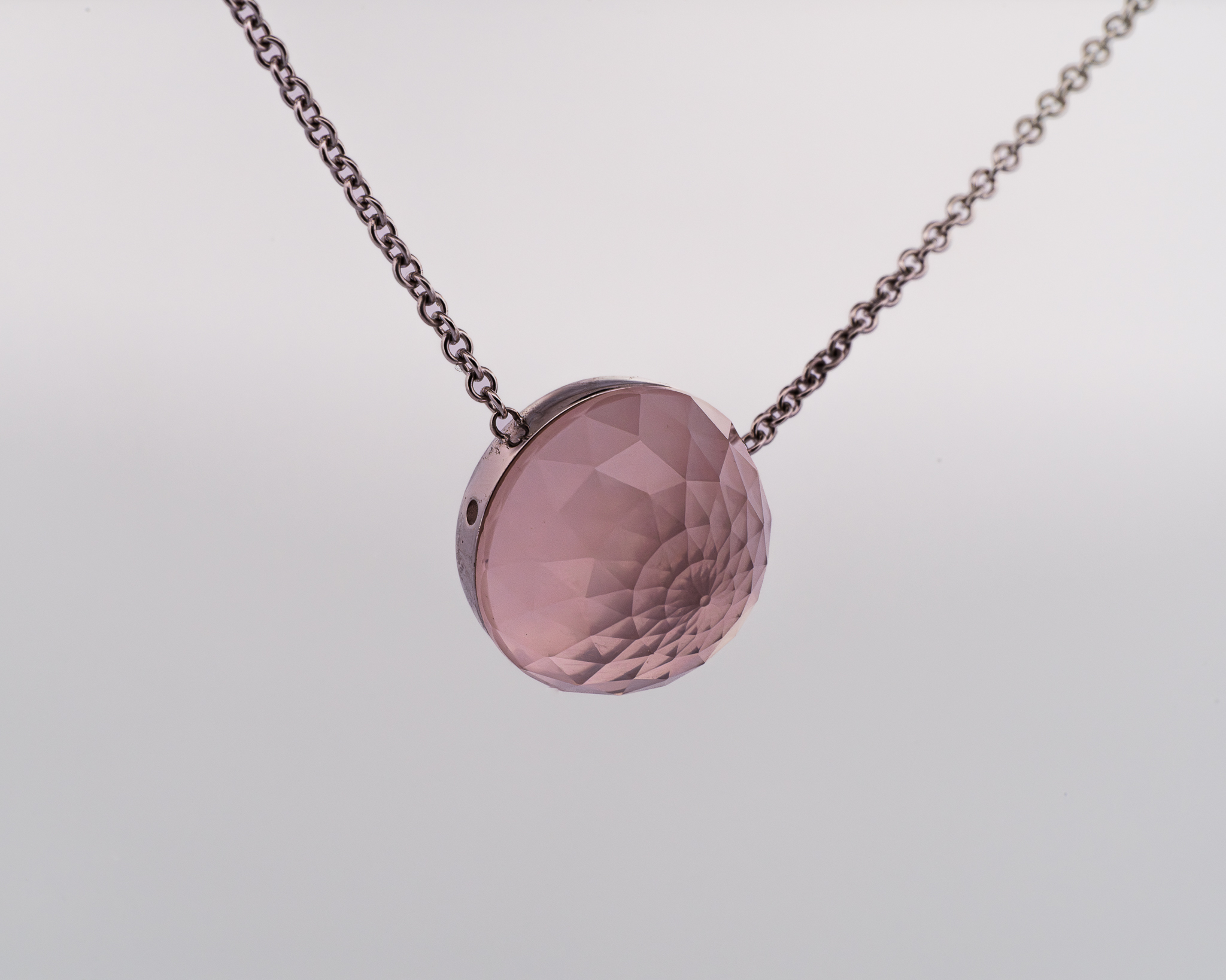 Pendentif Asteria – Or Blanc & Quartz Rose – Image 2